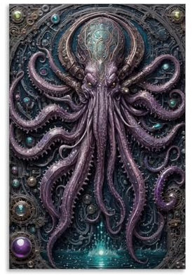 NDIEHA King Mythologisches Cthulhu-Poster, Tier-Kunstdrucke, Heimwand-Ästhetik, 20 x 30 cm