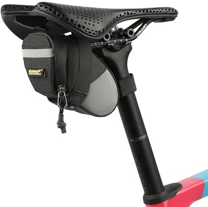 Rhinowalk Mini Fahrradsatteltasche – 0,4L Unter-Sattel Tasche wasserdicht mit Reflektor, Reißverschluss & Innentasche – Kompakt für Werkzeuge, Geld, Snacks (Reflektierendes Grau)