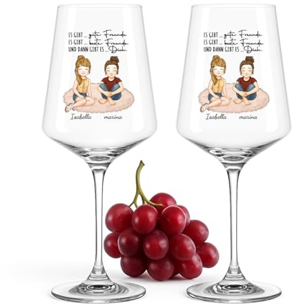 Love Faith personalisiertes Weinglas - Auf uns - 2er-Set | Edles Weinglas-Duo mit liebevollem Spruch - Wähle beide Wunschnamen - Tolles Geschenk für beste Freundinnen