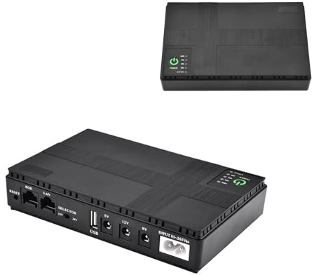 Plyisty Batteria di Backup Mini UPS 8800 MAh per Modem Router WiFi, Gruppo di continuità con Uscita POE 15 V 24 V e Uscita DC 5 V 9 V 12 V, Power Bank Portatile per Telecamera di (Spina europea)