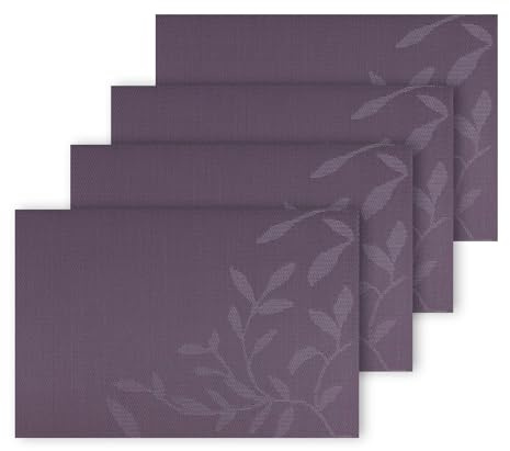 Delindo Lifestyle Tischsets Platzsets Mandal, Abwaschbar und Abwischbar, Lila Violett, 4er-Set