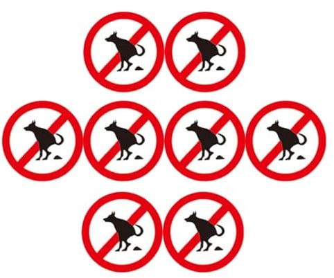 Ipetboom Lot de 8 Autocollants Pvc Panneau Attention au Chien pour Pelouse et Parc, Stickers Anti-caca Ronds Attractifs pour Interdire Déjections Canines