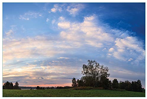 Wallario Küchenrückwand selbstklebend 90 x 60 cm, Motiv: Morgenhimmel über Wäldern und Wiesen | Spritzschutz abwischbar & pflegeleicht