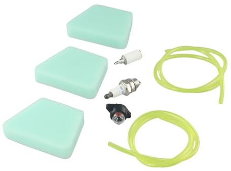 JoyousMall Fuel Line Air Filter for primer Bulb Kit for Poulan for mcculloch for craftsman for snapper Chainsaws, Includes 3 Foam Filters 2 Fuel Lines Spark