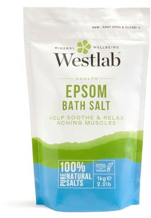 Westlab Reviving Epsom Salt | 1kg Resealable Pouch | Pure and Unscented, Pack of 1