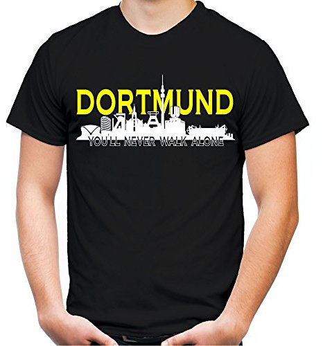 uglyshirt89 Dortmund Skyline T-Shirt | Männer | Herren | Sport | Zeche | Fussball | Ruhrpott | Handball | Volleyball Logo Borussia BVB (XL)
