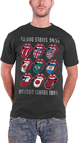 The Rolling Stones Men's The Rolling Stones Voodoo Lounge Tongues Regular Fit Crew Neck Short Sleeve T - Shirt, Grey (Grey Grey), Medium (Manufacturer Size: Medium)