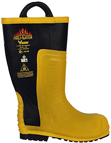 Viking Men's VW91 Firefighter Chainsaw Boot, Black/Yellow - 8