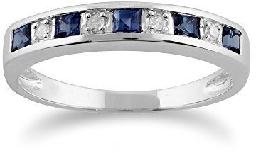 Gemondo Saphir Ring 9ct Weißgold 0,44 CT Hellblau Saphir & Diamant Ring