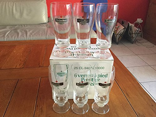 Heineken Lot de 6 Verre a Biere a Pied Prestige 25 cl Neuf