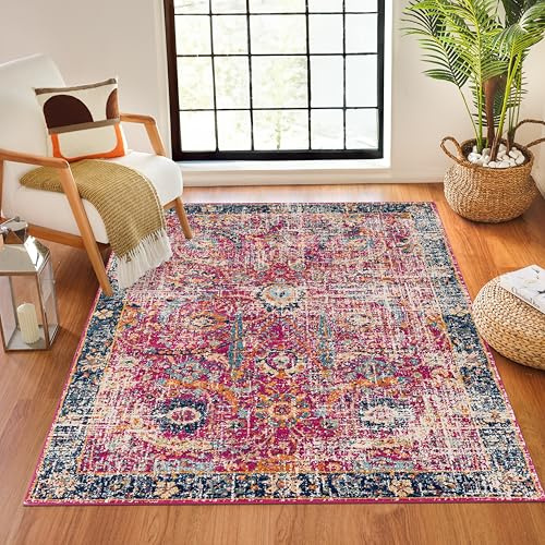 Livabliss Kush Vintage Rug, Kitchen – 120x170 cm, Burgundy, Navy & Orange