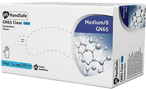 HandSafe Powder Free Vinyl Examination Gloves Clear Small (Box of 100) (GN65S)