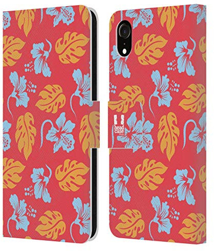 Head Case Designs Koralle Hawaiianer Muster Leder-Wallet-Hülle Kompatibel mit Apple iPhone XR