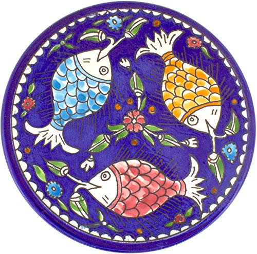 Piatto Armeno in Ceramica Decorato Grande Pesce 21 Cm