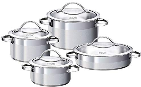 SSW 400094 Kochtopfset8-tlg, Edelstahl, 1 Liter