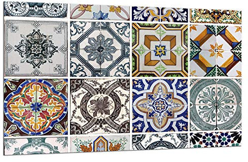 TMK - Piastra di copertura per piano cottura a induzione, 80 x 52 cm, 1 pezzo, universale per piastre di cottura protezione antischizzo, tagliere in vetro temprato, decorazione Mosaico