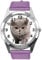 TAPORT® Lila Leder Runde Uhr für Britische Kurzhaar-CAT Fans