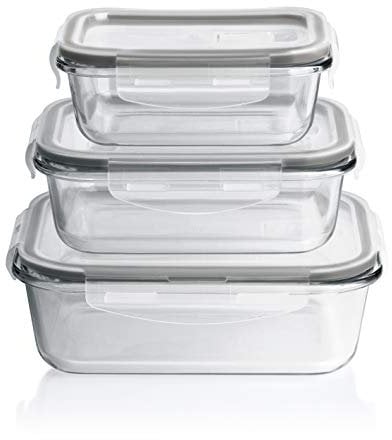 MAXXMEE Glas-Frischhaltedosen klick-it 6 TLG. | Spülmaschinen- Mikrowellen- und Gefrierschrankgeeignet | Deckel mit Silikon Dichtungsring, Mikrowellenventil & 4-Fach-klick-Verschluss