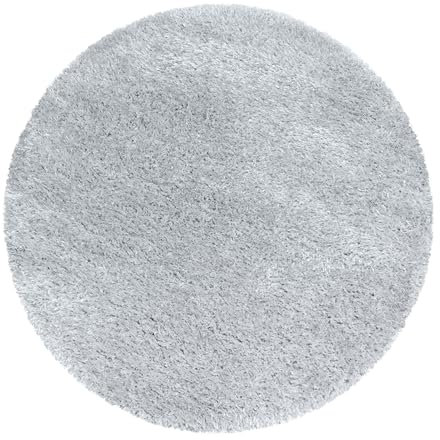 Carpettex Hochflor Teppich Wohnzimmer Einfarbig Runder Teppich Silberfarbe 120 cm Rund - Shaggy Teppich Schlafzimmer Pflegeleicht Flauschiger Teppich Weich - Langflor Teppich Esszimmer Küchenteppich