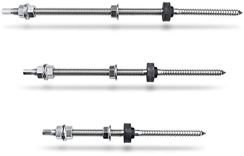 Stockschraube Solar Edelstahl Sperrzahnmutter Photovoltaik M10 Adapterplatte, Stückzahl :10, Adapterplatte :Mit Adapterplatte, Stockschrauben Länge:200mm