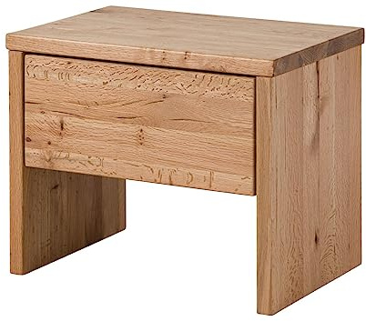 MASSIVMOEBEL24.DE | JANGALI - Nachttisch aus Zerreiche - Farbe: Natur/braun geölt | Schublade mit Soft-Close-Technik | 50x35x40 | Nachtkocmode Nachtschrank Beistelltisch