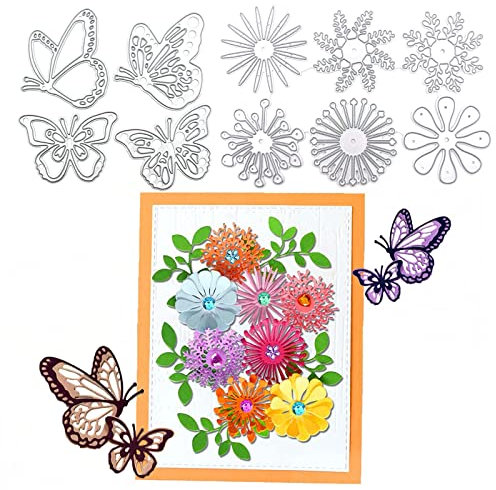 Bymivofun 10 Stück Blume Schmetterling Stanzformen Set, für Kinder Basteln Dekoration, Scrapbooking Foto, Album Dekoration, Grußkarte