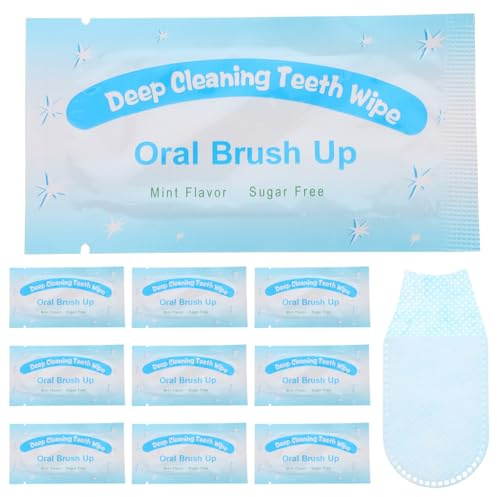 Healvian Cepillo de dientes desechable de gasa esterilizada con cordón ajustable, toallitas de limpieza oral para el cuidado del bebé y niños pequeños, 3.94 x 1.97 pulgadas