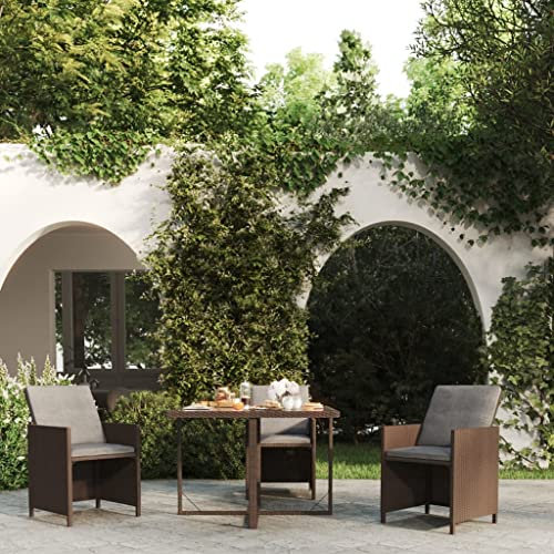 Makastle Poly-Rattan Esstisch Esszimmertisch Gartentisch Tisch, Balkontisch Garten Beistelltisch Bistrotisch Gartenmöbel mit Glasplatte & Metallrahmen, 109x107x74 cm