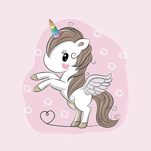 Einhorn Sweatstoff Stoff Panel für Mädchen auf rosa - 40x50cm - Stoffe zum Nähen aus 95% Baumwolle - keine Meterware - Sweat Kinderstoff für Kinderkleidung Babydecke T-Shirt Kissen usw