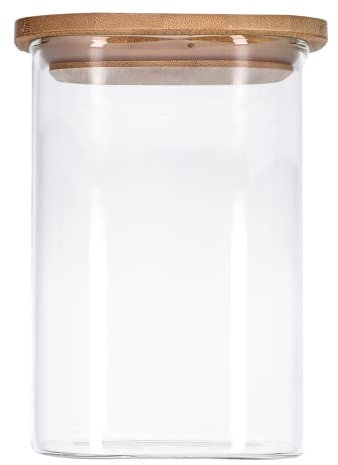 Vorratsdosen aus Glas mit Bambusdeckel, Vorratsgläser, Glasbehälter | 550 ml - 2500 ml | luftdicht, Spülmaschinenfest, Mottensicher (1200 ml)