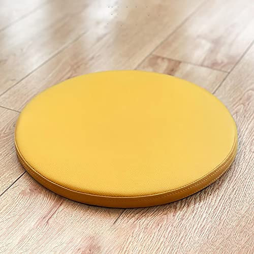 ZIBENE Stuhlkissen Rund 30cm, Sitzkissen Stuhl Rund Antirutsch, Stuhlkissen Outdoor Wasserfest Schmutzabweise Sitzpolster Gartenstuhl 30cm Durchmesser Ohne BäNder Leder Bezug Mit ReißVerschluss Gelb