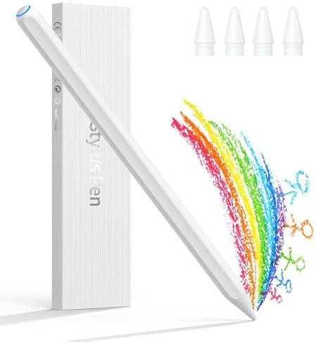 Hastraith Stylus Stift 2.Generation Kompatibel mit iPad, Magnetisch Kabelloses Laden, Palm Rejection iPad Pencil für iPad Pro 12,9 6/5/4/3, iPad Pro 11 4/3/2/1, iPad Air 5/4, iPad Mini 6, Weiß