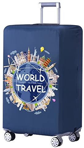 TRAVELKIN Gepäckabdeckung, waschbarer Kofferschutz, kratzfest, passend für 45,7 - 81,3 cm große Gepäckstücke, Go Travel-Landmark, L(26-28inch suitcase)