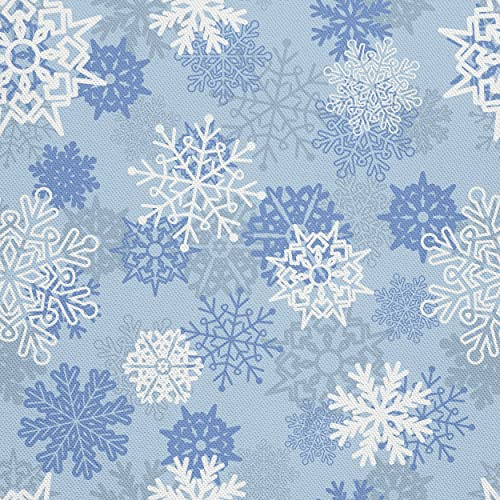 HEKO PANELS Stoff Oxford Wasserdichte Meterware Canvas-Stoff Polyester Stoff Zum Nähen Nähstoffe Möbelstoffe Dekostoffe Handwerken Wasserabweisend Blickdicht Schneeflocken 1 Meter 155 x 100 cm