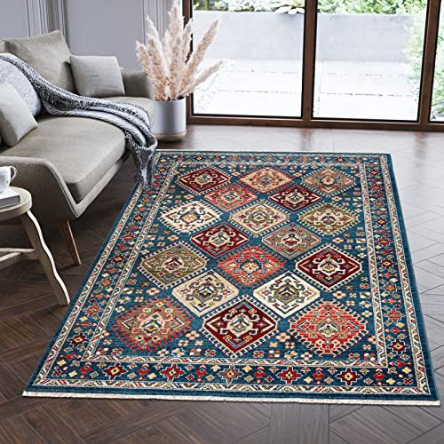 Mazovia Orientalisch Teppich - Traditioneller Teppich für Wohnzimmer, Esszimmer - Orient Teppiche Ornament - ÖKO-TEX Wohnzimmerteppich Blau - 160 x 225 cm