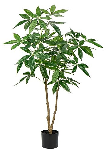 120CM Kunstpflanzen Groß Künstliche Pflanzen Glückskastanie mit Topf Pachira Aquatica Zimmerpflanze Dekopflanze Zimmerpflanze für Wohnzimmer Büro Dekoration
