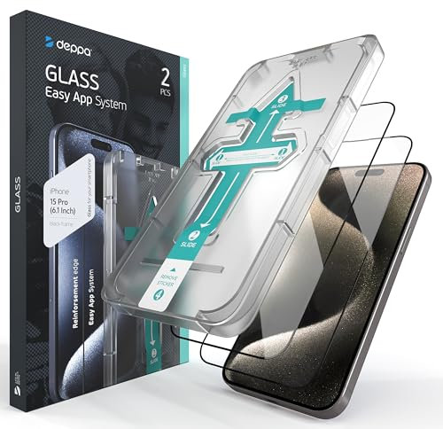 Deppa Pellicola Protettiva per iPhone 15 Pro (6.1) Vetro Temperato Ultra Resistente 9H, Copertura Totale, Anti-Graffio, 2 Pezzi