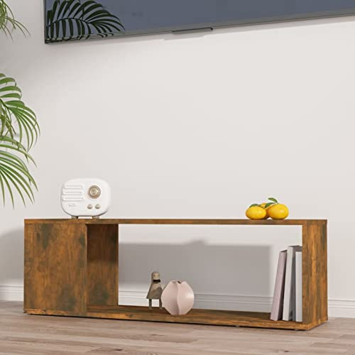 ZEYUAN Mueble para TV, Mueble Salon, Mueble TV Salon, Mueble pequeño, Mesa Auxiliar TV, Mesa De Televisión, Madera contrachapada Roble Ahumado 100x24x32 cm