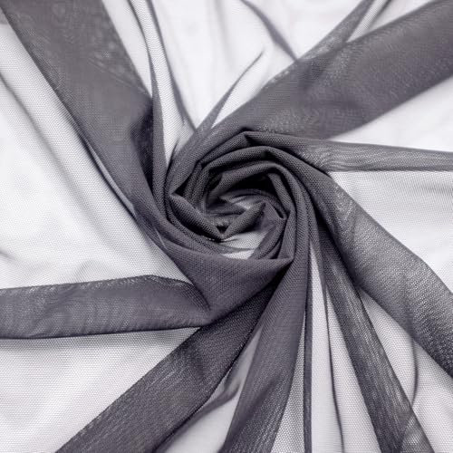 Power Mesh-Stoff, superfein, 4-Wege-Stretch-Netzstoff, Nylon-Spandex, durchsichtiges Mesh, 2 Yards Lang, 152 cm Breit (Schwarz)