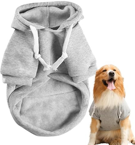 Anloximt Hunde-Winterjacke, Selbstklebende Hoodies für Hunde mit Tasche, Trendige Hundekleidung, gemütliches Hundezubehör für Welpen, Spaziergänge, Bewegung