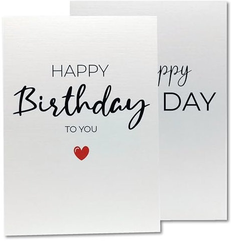 Geburtstagskarte HAPPY BIRTHDAY mit rotem Herz (2 Motive) mit Umschlägen aus Kraftpapier - Premium Set Klappkarten Leinenstruktur