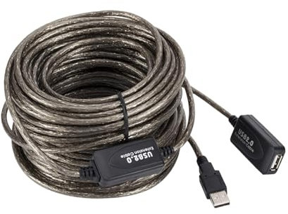 Dickly Cable de extensión USB Extensor USB Transmisión Estable Señal Compatible para escáner Pantallas Altavoces Auriculares, 20 Metros