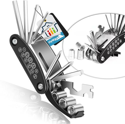 FlyWave Multitool Velo 16 en 1, Outil Velo Pliables, Outils Vtt, y Compris Tournevis, Clé Hexagonale Outil Velo Multifonction, Adapté aux Vélos de Montagne, Vélos de Route et Vélos Électriques