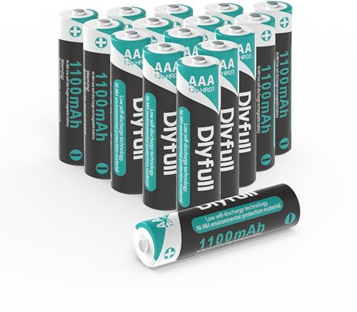 Dlyfull 16Pcs AAA Rechargeable Batteries 1100mAh 1.2V Ni-MH Batteries Low Self Discharge No Memory Effect AAA Rechargeable Battery
