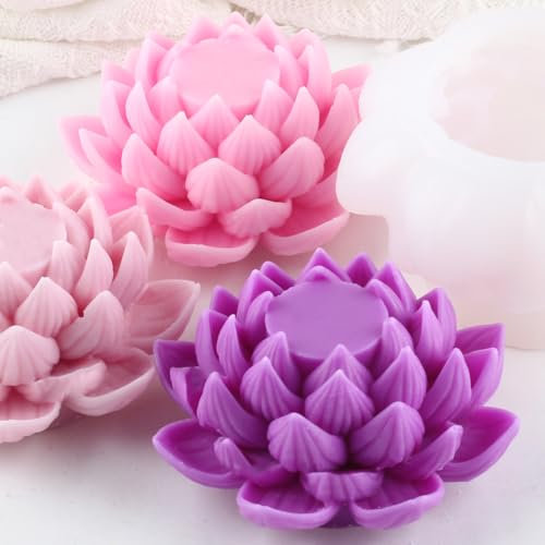 XIAOSHUI Molde de Flor de Loto para Velas, Silicona, Decoración del Hogar, Aromaterapia, Yeso, Arcilla de Resina, Estilo C