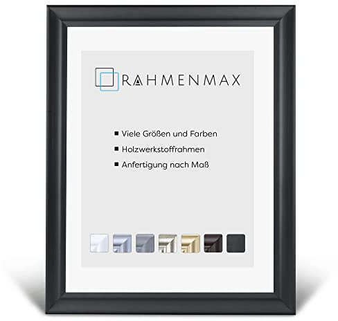 RahmenMax Neapel Barock Bilderrahmen Posterrahmen 60x80 cm Puzzlerahmen Fichte Schwarz gemasert 80x60 cm mit weissem Hintergrund und klarem Arcylglas