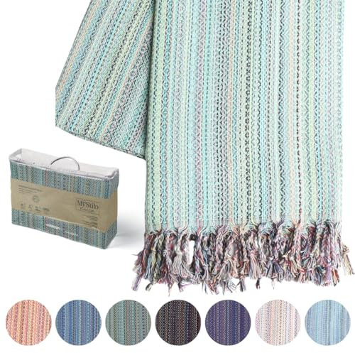 MyStilo® Strandtuch 100% Baumwolle - Weiches Hamamtuch, Badetuch 100x180cm, 20 Farben Mix, Schnell Trocknend - Saunatücher, Türkisches Handtuch für Yoga, Fitness, Premium Badetuch XXL (Mint Mix)