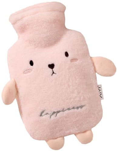 Chauffe-Eau en Peluche, Sac à Eau Chaude à Motif de Dessins Animés, Doux et Confortable, Soulage les Douleurs Menstruelles, Réutilisable (Lapin Rose)