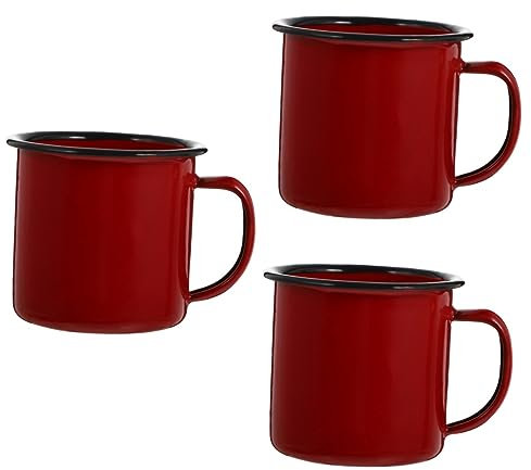 OKUMEYR 3 Stk altes Schnapsglas Milch schwarzer Blechbecher Vatertagsbecher lustig gsi kleine Reisekaffeetasse wiederverwendbare becher kaffeekanne Mehrzweckbecher Wasserbecher Eisen rot