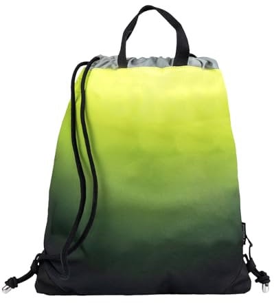Belmil Premium Turnbeutel Sportbeutel Schuhbeutel Sportsack (Black Green 2)